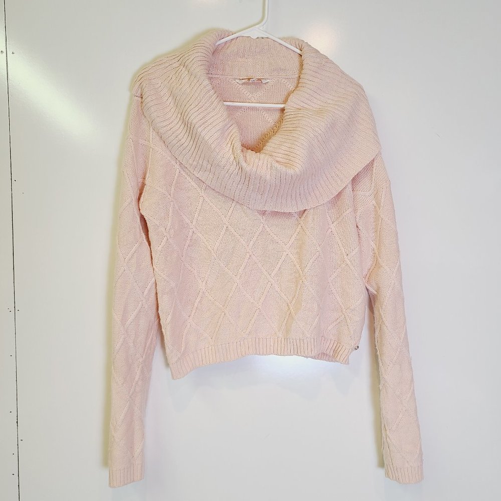 Guess Light Pink Cable Knit Off Shoulder Sweater Juniors Large